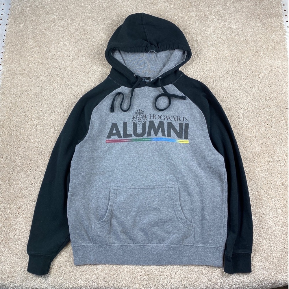 Harry Potter Hogwarts Alumni Hoodie Universal Studios Grey Black‎ Mens Small
